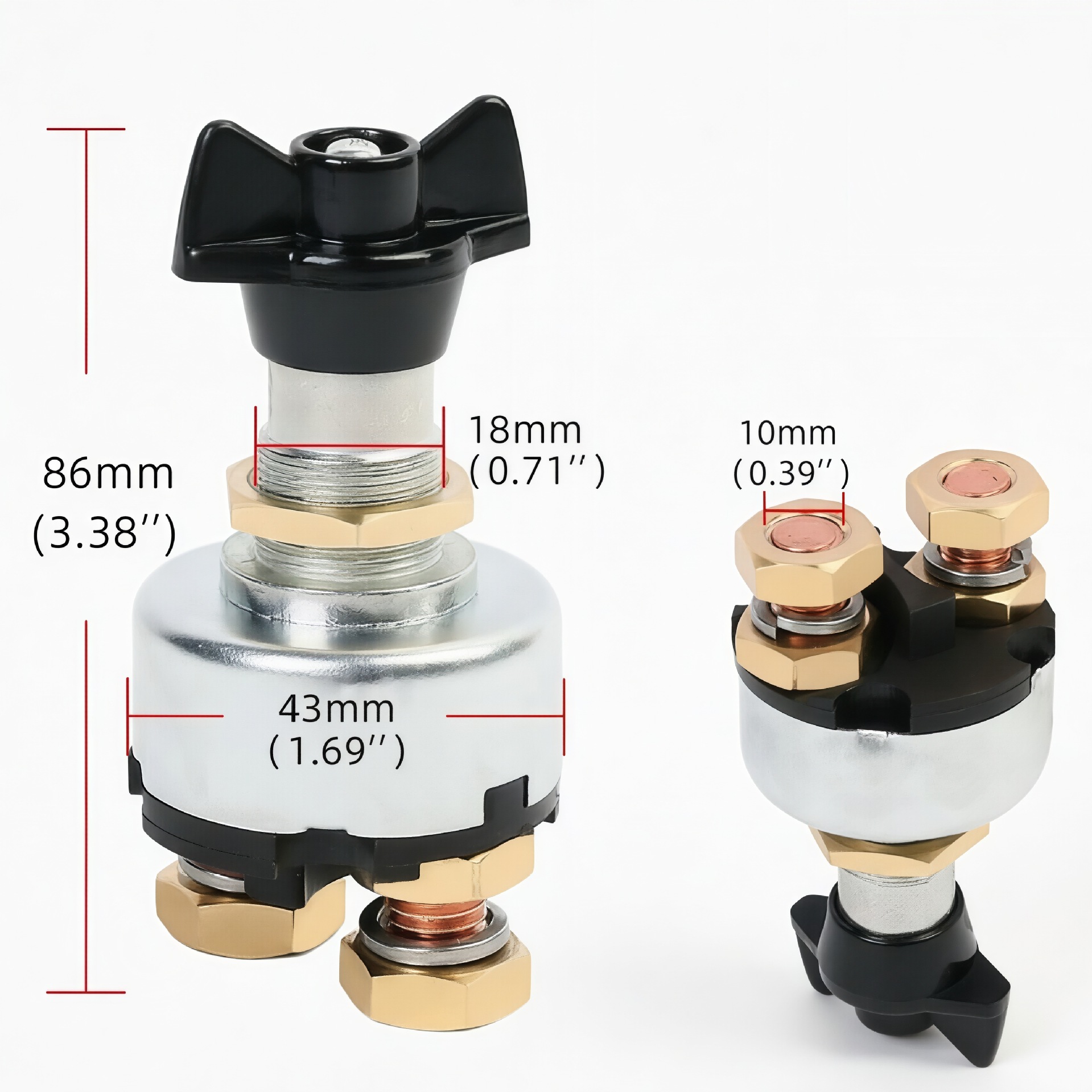 Car modification battery power-off switch 12-24V anti-leakage knob-type battery main switch with copper terminals