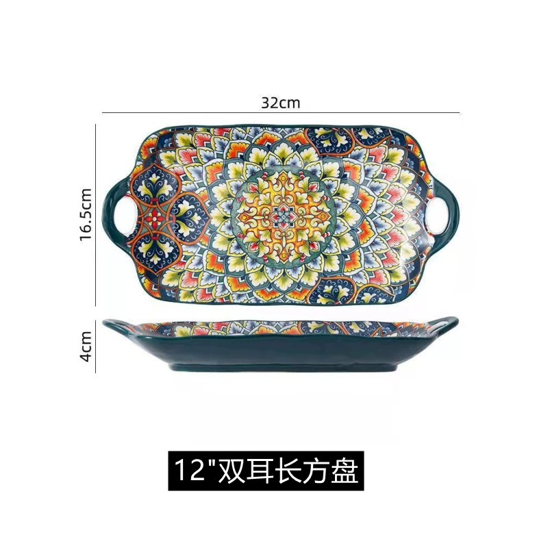 Ceramic Tableware Set, European Boho Style, Decorative Dinnerware for Home, Multi-Size