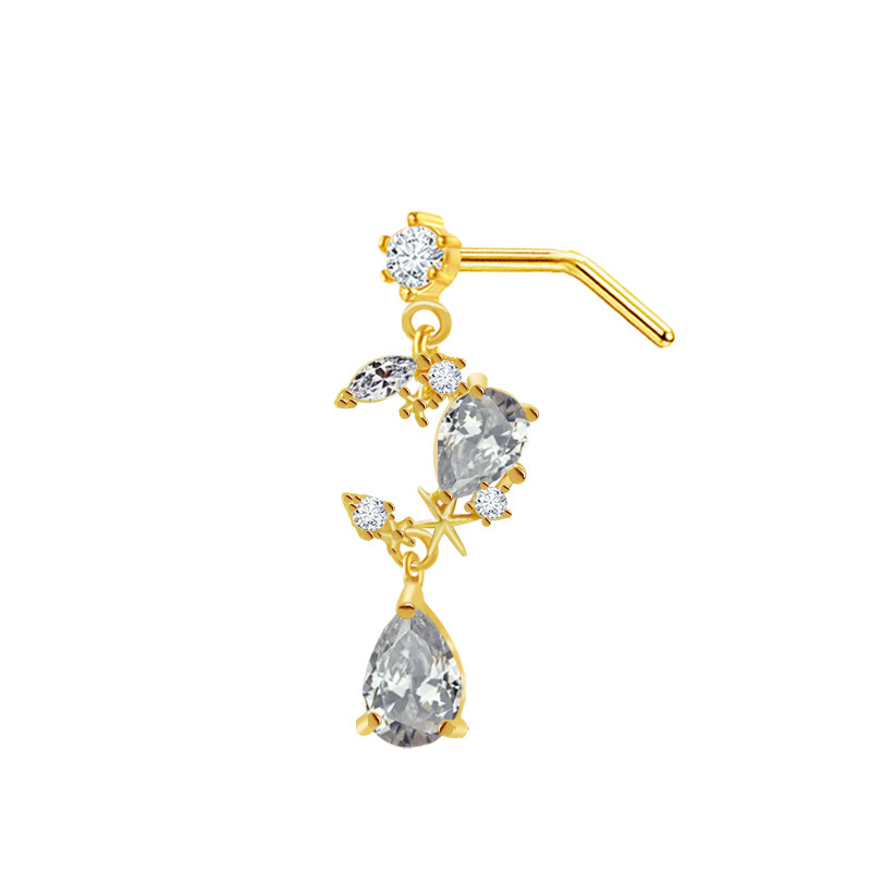 Fabbrica di gioielli per piercing al naso con perno a L a forma di cuore in zircone europeo e americano transfrontaliero Gatte_voghion.com
