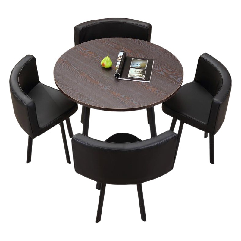 Conjunto de mesa y sillas para recepción, mesa de negociación, mesa y sillas para recepción de tienda, mesa redonda pequeña de oficina, estilo empresarial