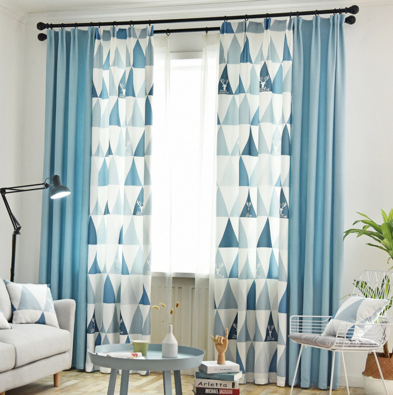 Nordic Style Stitching Curtain Finished Ins Triangle Small Window Bay Window Bedroom Blackout Curtain Living Room Simple Modern