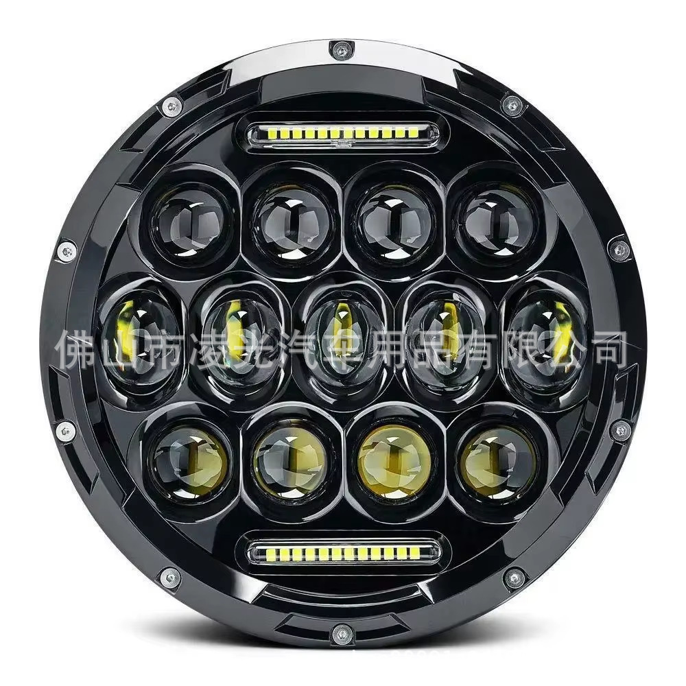 7inch Harley Wrangler Headlight 13-Bead 75W with Lens Motorcycle Off-Road Vehicle Headlight Cross-Border Factory Direct Sale