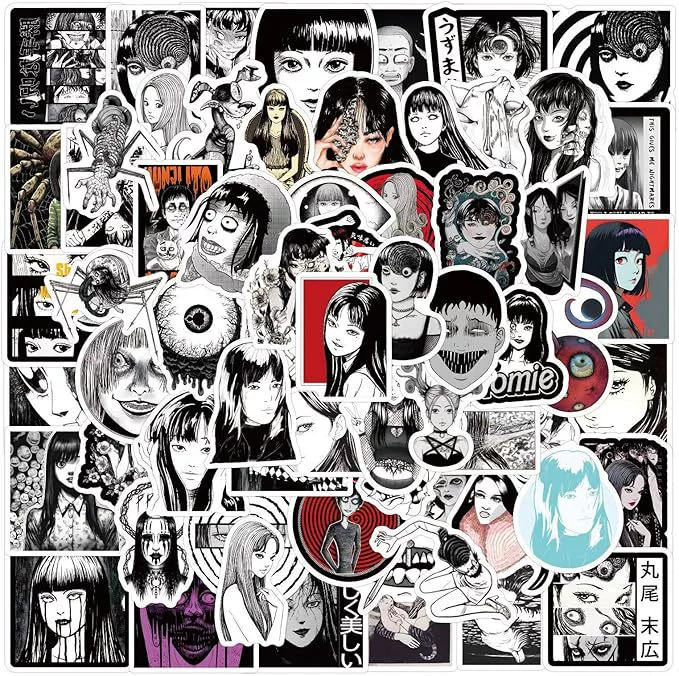 120 Junji Ito наклейки на бутылки воды, черно-белые ужастики комиксов наклейки, крутой триллер водостойкие