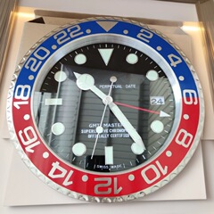 factory outlet 厂家批发14寸金属外壳水鬼GMT表挂钟新款静音家用