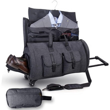 拉桿行李袋西裝包可擴展服裝袋帶鞋隔層滾動大容量化妝旅行收納包