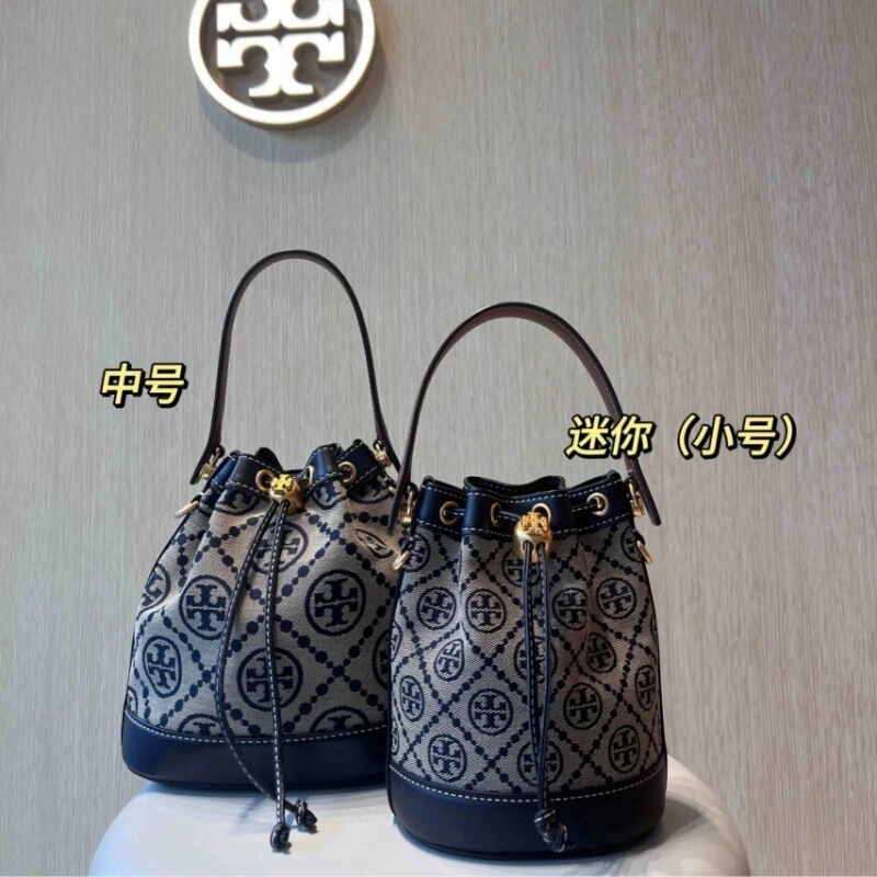 Tortyburch レトロ キャンバス フォーチュン バケット バッグ ワイン樽バッグ オールドフラワー フルプリント ショルダー クロスボディ ハンドバッグ レディース トレンド|undefined