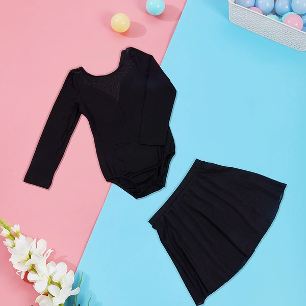 T29 long sleeve black + black mesh skirt
