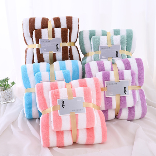 Towel and Bath Towel Set, Mother and Child Style, Absorbent and Non-Falling Hair, Wide Coral Fleece Towel Set for Face and Bath, Gift Set