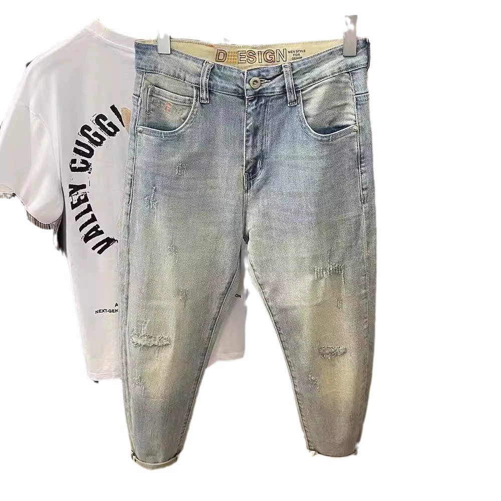 Легкие летние тонкие универсальные джинсы, мужские брюки, slim fit