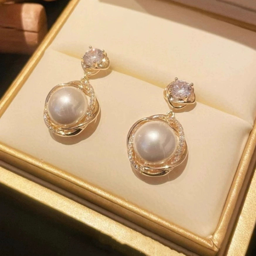 Сережки из жемчуга, серебряная игла, образец серебра 925, стиль высокого качества, стиль лёгкой роскоши, стиль Chanel