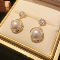 Сережки из жемчуга, серебряная игла, образец серебра 925, стиль высокого качества, стиль лёгкой роскоши, стиль Chanel