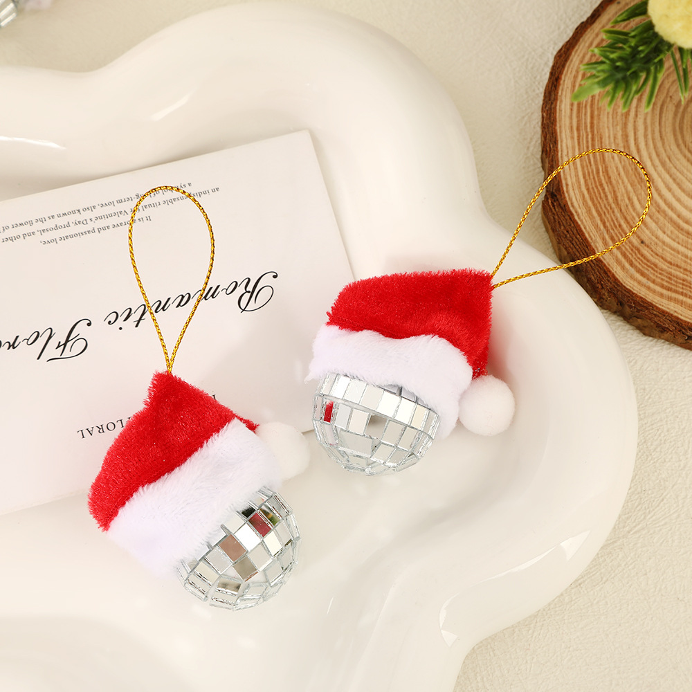 Nuevos productos transfronterizos sombreros de Navidad discoteca colgantes de bolas de cumpleaños para el hogar colgantes de joyas de decoración de árbol de Navidad bolas de espejo