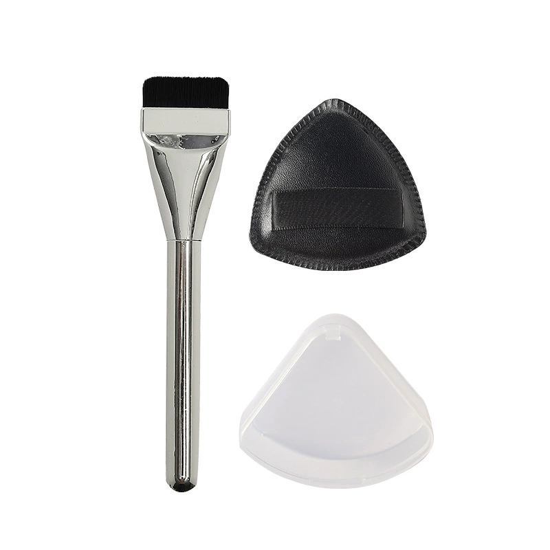 Makeup Primer & Foundation 3-Piece Set, Light Finish, No-Trace Sponge + Flat Brush