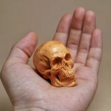 崖柏木雕骷髅头摆件骷髅头模型实木雕刻工艺品个性创意文玩把玩件