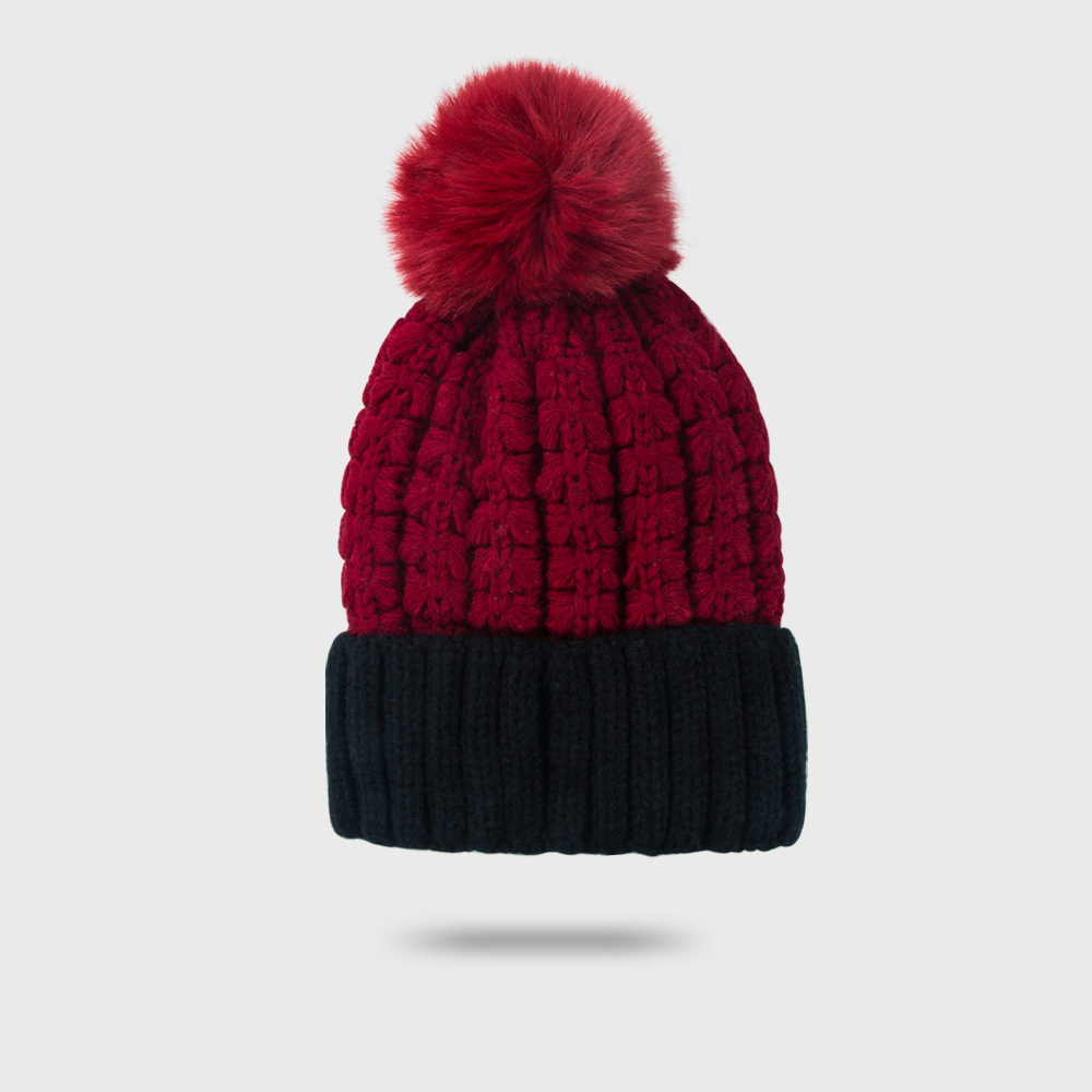 Wholesale Woolen Hat Autumn Winter New Warm Solid Color Fur Ball New Thick Velvet Knitted Hat display picture 5