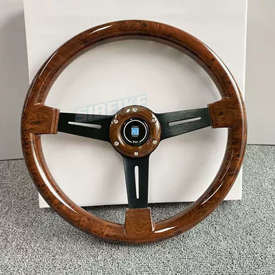 Steering wheel: Universal Retro Wood Steering