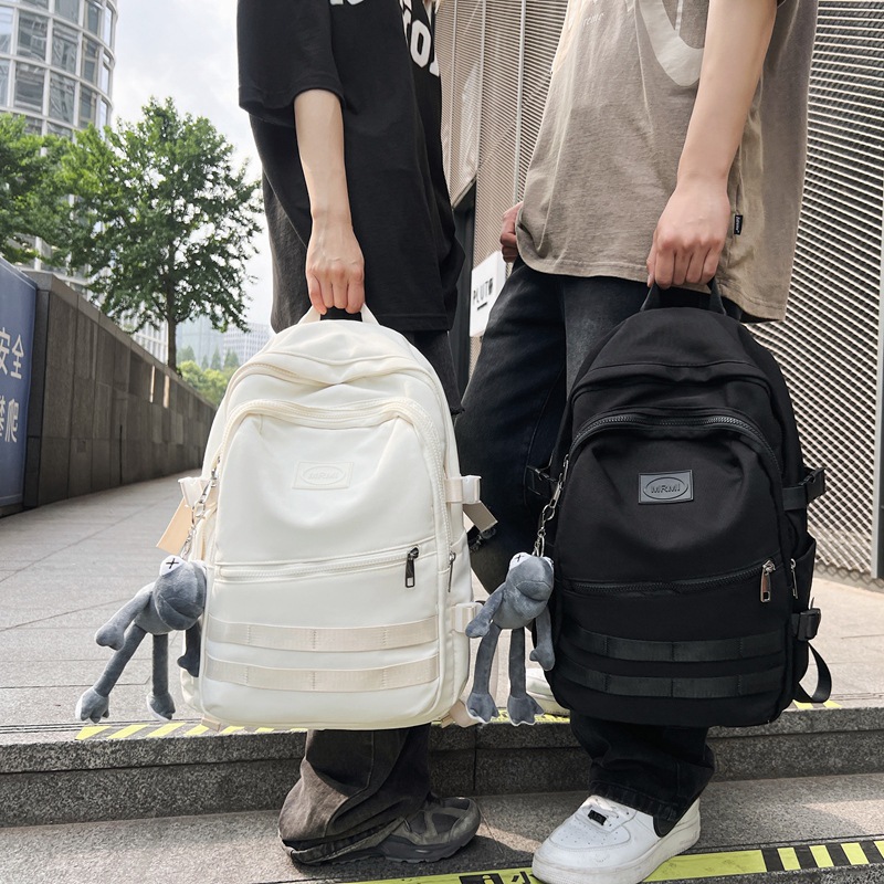 새로운 홍콩 스타일 커플 배낭 여성 단순 올 매치 대학생 스쿨 백 여성 하라주쿠 스타일 고등학교 대용량 배낭