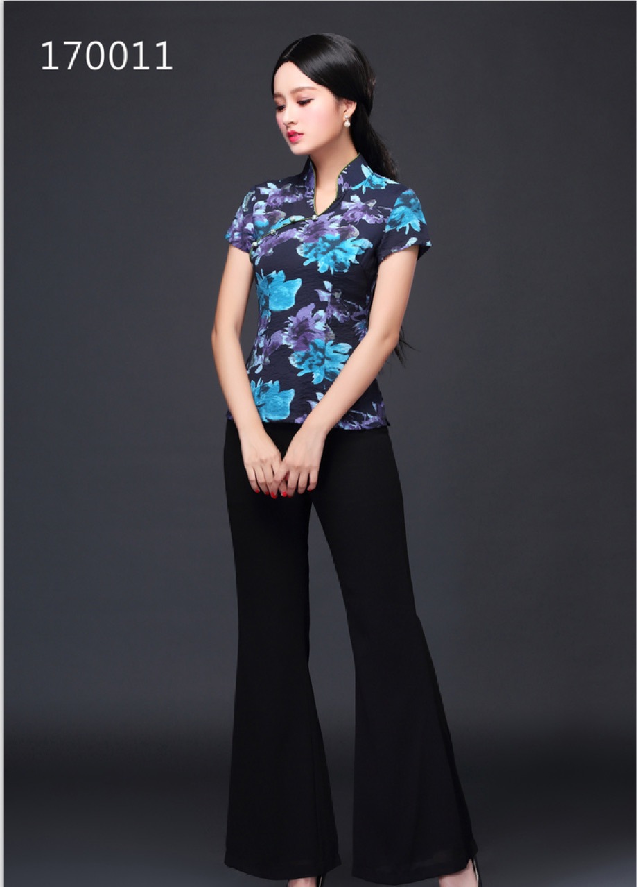 收身V领唐装上衣|ms