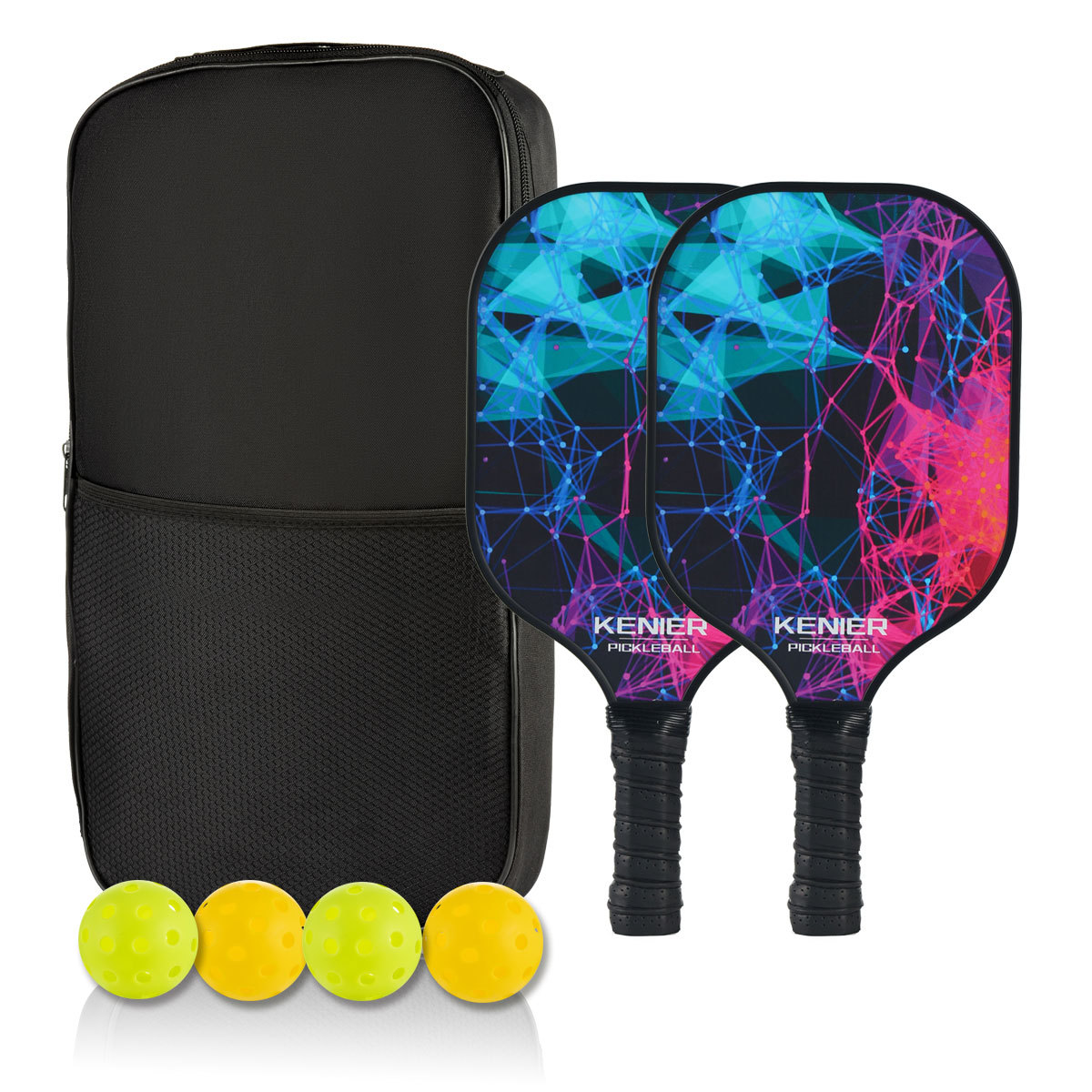 Beidou Star 유리 섬유 더블 라켓 + 공 4개 + 라켓 가방