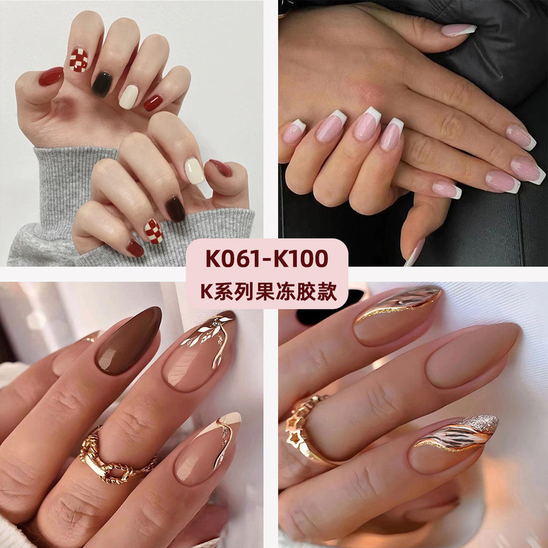 Golden Curved Simi Dressing Armor silver Glitter Autumn and Winter Fake Nail Patch Solid Color Hand Frosted Nail Art
