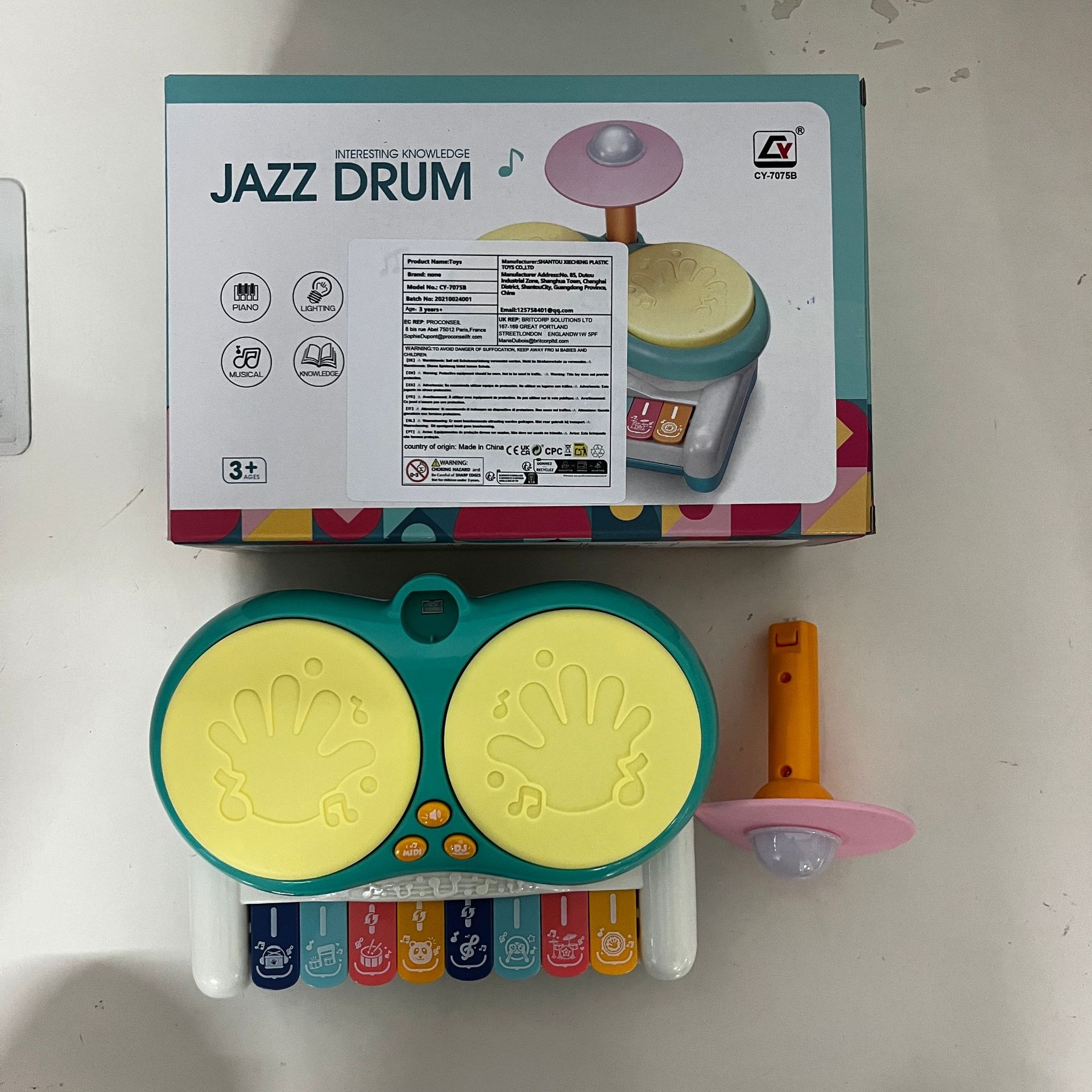 Nuevos productos transfronterizos funciones de batería instrumentos de música europea y americana tambor de jazz bebés 1 - 2 años de edad puzzle juguetes de música infantil