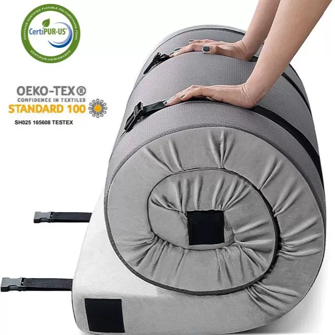 跨境热款单人海绵软垫薄垫卷包便携收纳防滑户外露营垫记忆棉床垫