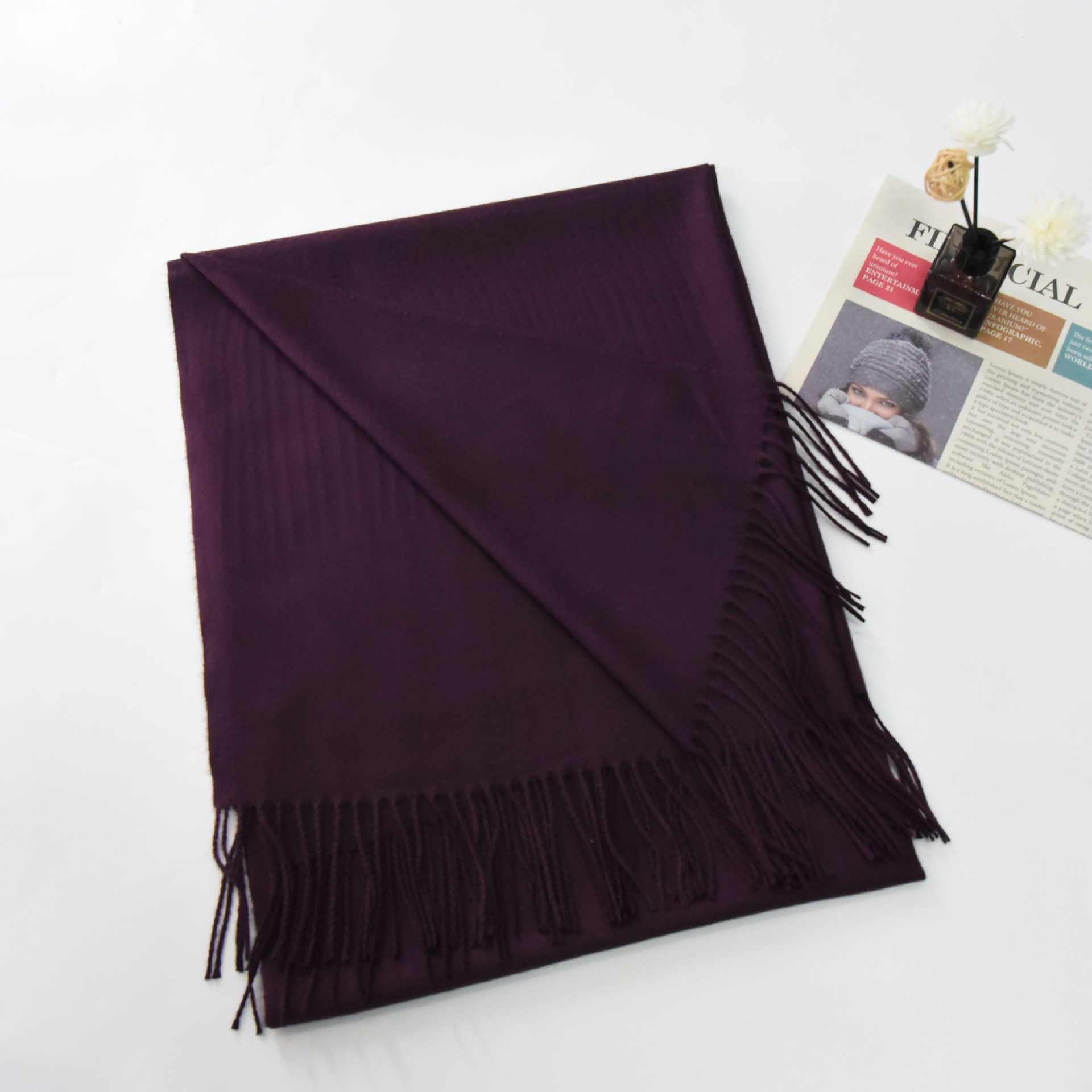 Bufanda de Color Sólido de Invierno de Haohao Clothing para Estudiantes y Parejas, Chal Grande de Estilo Coreano, Cálido, Suave y Versátil.