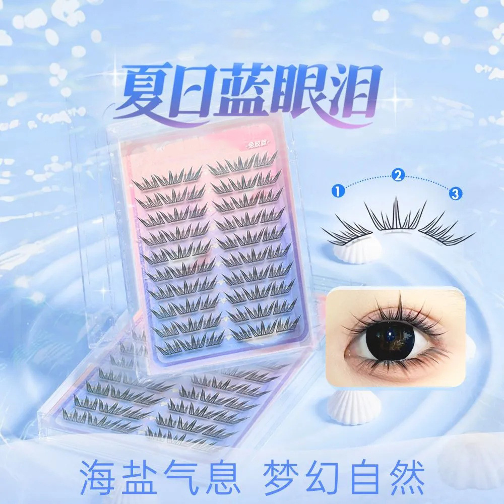 Verano lágrimas azules sin pegamento, pestañas falsas, nuevo producto de gran capacidad, hoja de simulación flexible natural