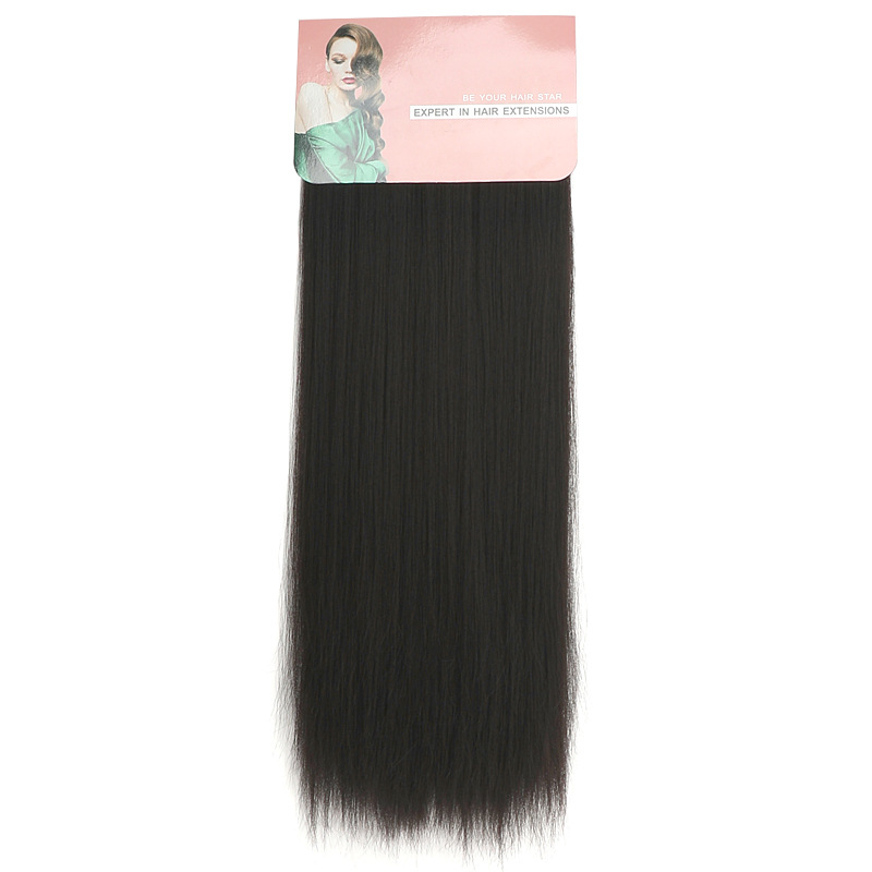 Europa y los Estados Unidos 7 piezas de seda de alta temperatura clip cabello extensión de cabello para mujeres cabello largo recto cortina de cabello al por mayor stock