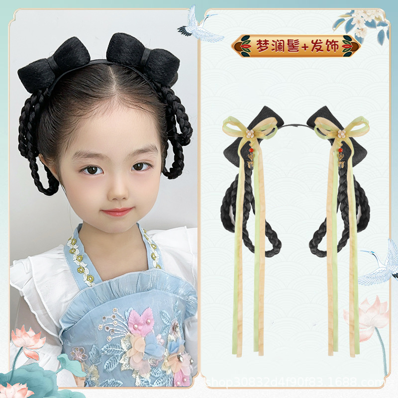 Menglan Bun + 요정 사슴 리본 헤어 액세서리 한 쌍