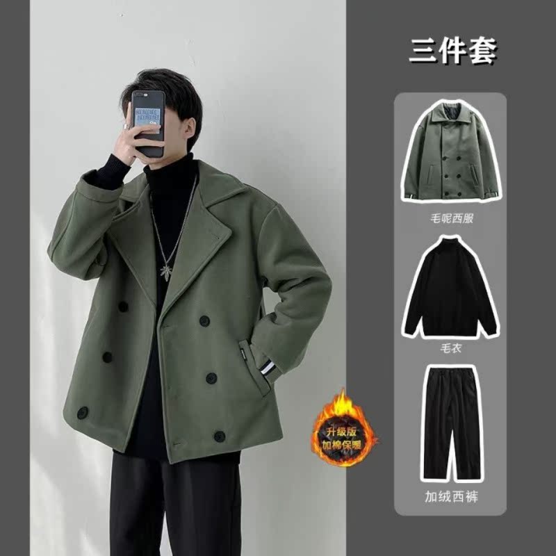 Three Autumn and winter new pattern England have cash less than that is registered in the accounts suit Korean Edition Trend Handsome ruffian High Street student Fur coat