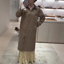 法式优雅2025秋季新款皮质翻领撞色长款风衣外套