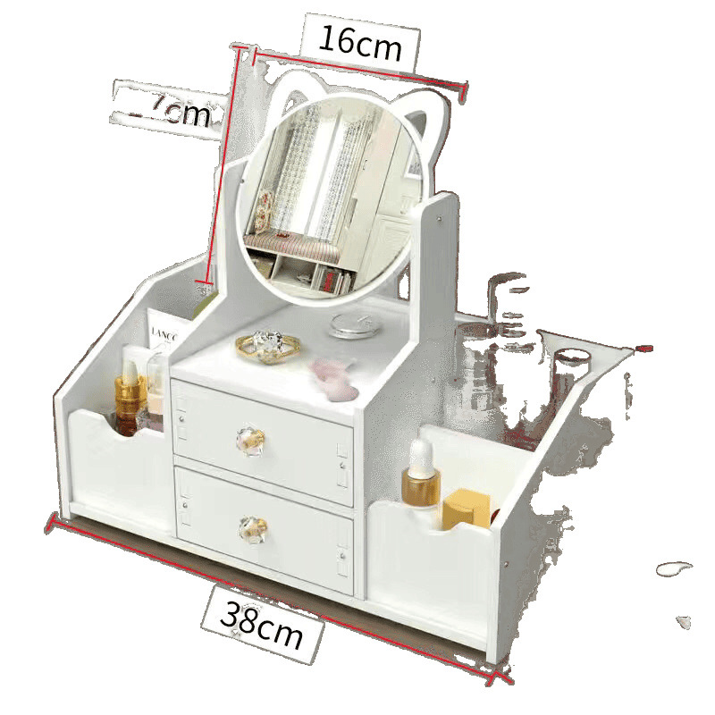 Caja de almacenamiento de cosméticos con espejo, tipo cajón, de gran capacidad, estante de almacenamiento para tocador de dormitorio, gabinete a prueba de polvo