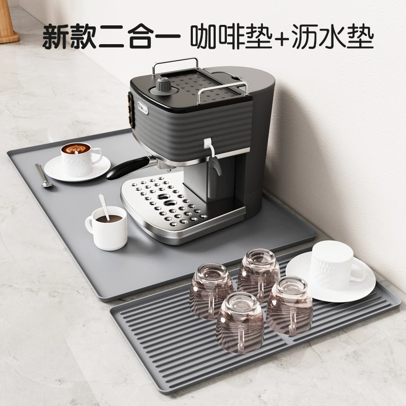 Трансграничные горячие продажи силиконовые коврики для кофе-машины для бара обеденный стол противоскользящий теплоизоляционный большой слитный поднос для кофе чашки сухой коврик