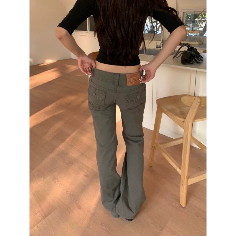 American-Style Low-Waist Jeans for Women, New Summer Workwear Pants, Slim Fit for Petite Figures, Flattering and Slimming, Slightly Flared, Floor-Length Pants American-Style Low-Waist Jeans for Women, New Summer Workwear Pants, Slim Fit for Petite Figures, Flattering and Slimming, Slightly Flared, Floor-Length Pants