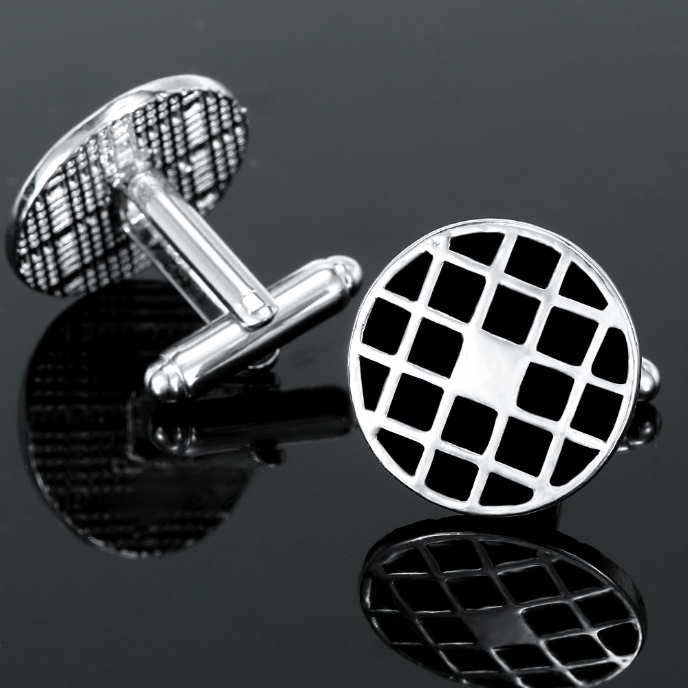 diamond studded square French metal cufflinks for men's business shirt cuff nails source factory spot_voghion.com
