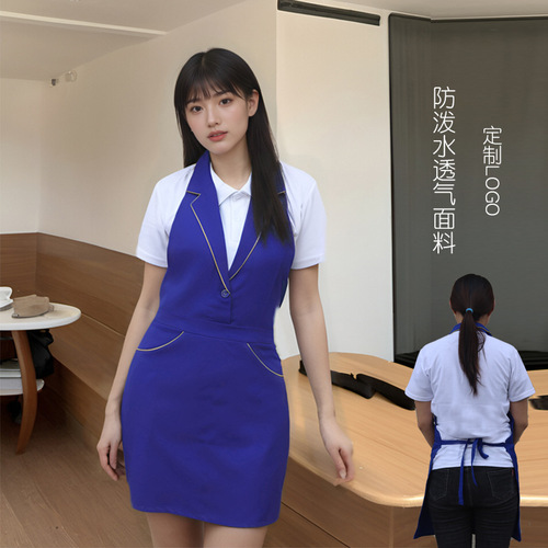 Summer breathable waterproof suit apron for hotel and restaurant, coffee influencer apron with embroidered logo