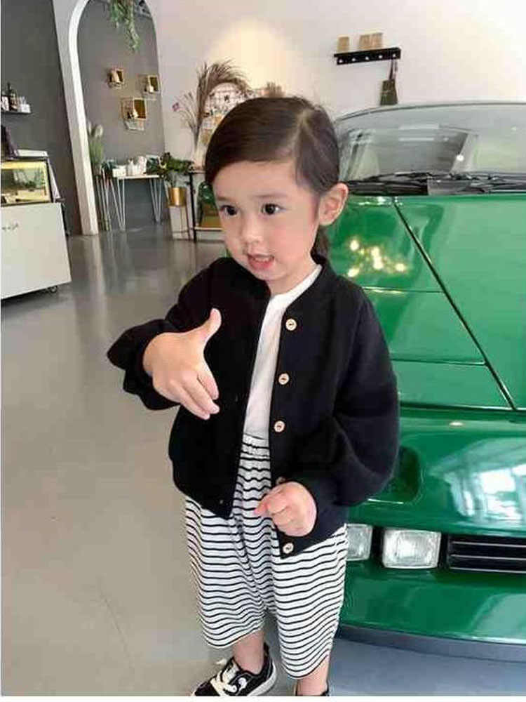 Children's girls' for autumn, outerwear, 2024 new style, small and medium-sized baseball jacket, children's stylish_voghion.com