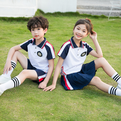 Kindergarten uniforms, primary and secondary school uniforms, summer short-sleeved sports suits, children's parent-child activity class uniforms, teacher uniforms