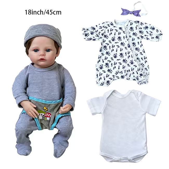 45cm New Cross-Border Simulation Baby Doll Set (Doll + Three Outfits) with Exquisitely Hand-Painted 3D Skin 45cm New Cross-Border Simulation Baby Doll Set (Doll + Three Outfits) with Exquisitely Hand-Painted 3D Skin