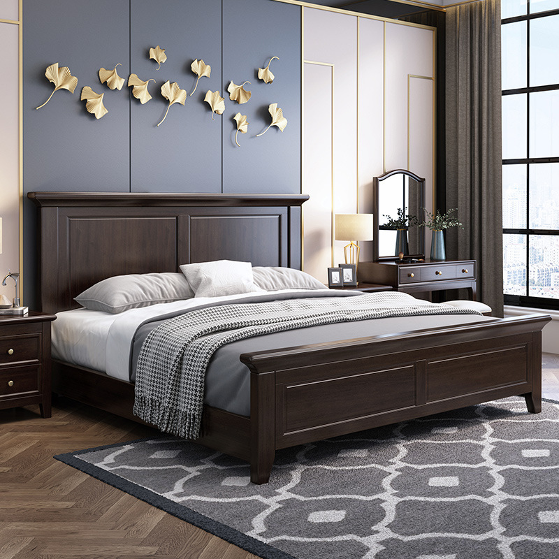 American Country Style Solid Wood Bed 1.8m Double Bed 1.5m Modern Minimalist Master Bedroom Wedding Bed Cherry Wood Furniture American Country Style Solid Wood Bed 1.8m Double Bed 1.5m Modern Minimalist Master Bedroom Wedding Bed Cherry Wood Furniture