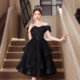 Black banquet evening dress 2024 new high-end light luxury niche high-end sense small adult ceremony dress women