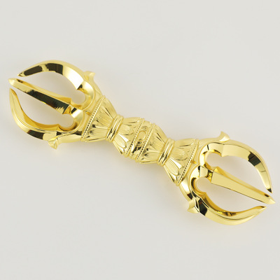 东密真言宗一面器唐密法器供具三股杵金刚杵摆件雕刻件黄铜镀金|ms