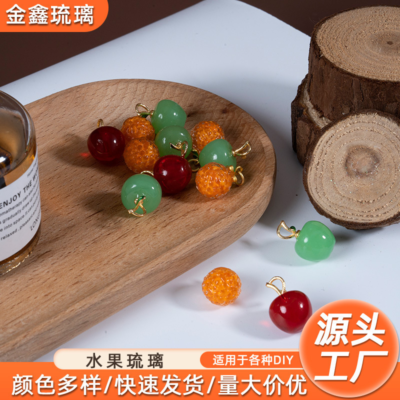 メーカー卸売フルーツ釉柿チェリーりんごイチゴオレンジ diy ペンダントアクセサリー|undefined