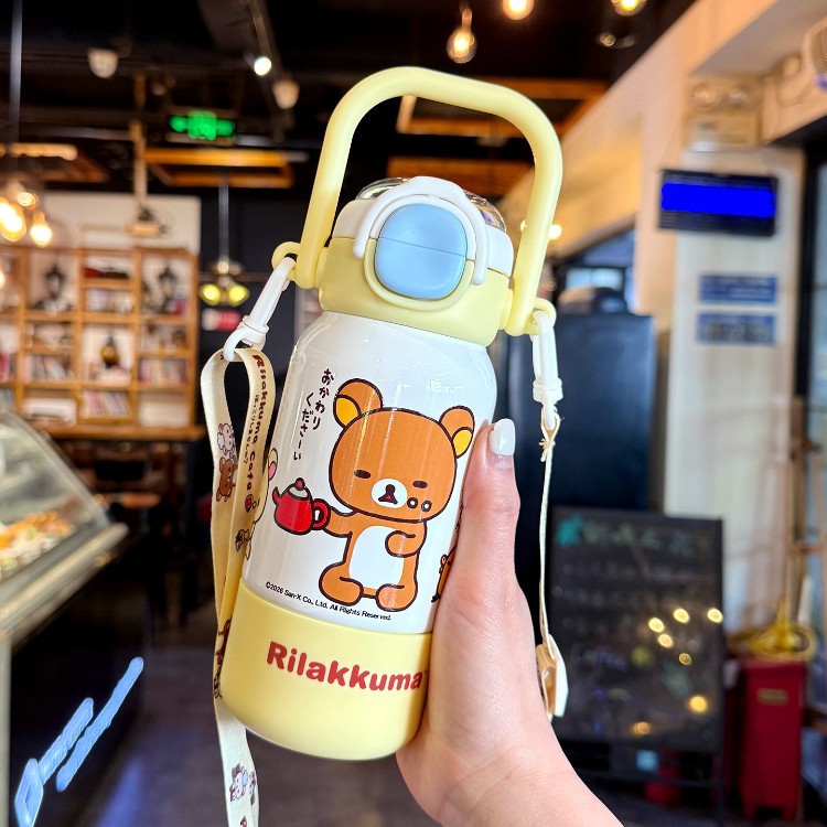 Fácil oso taza de paja para niños 316 taza de aislamiento de acero inoxidable para niñas de alto valor facial para estudiantes de la escuela taza de agua especial