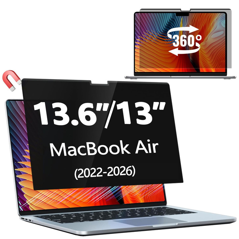 360-Degree Magnetic Anti-Peep Film for MacBook 2026 Air 13.6 Detachable Neo Anti-Peep Privacy Film Suitable for Use 360-Degree Magnetic Anti-Peep Film for MacBook 2026 Air 13.6 Detachable Neo Anti-Peep Privacy Film Suitable for Use