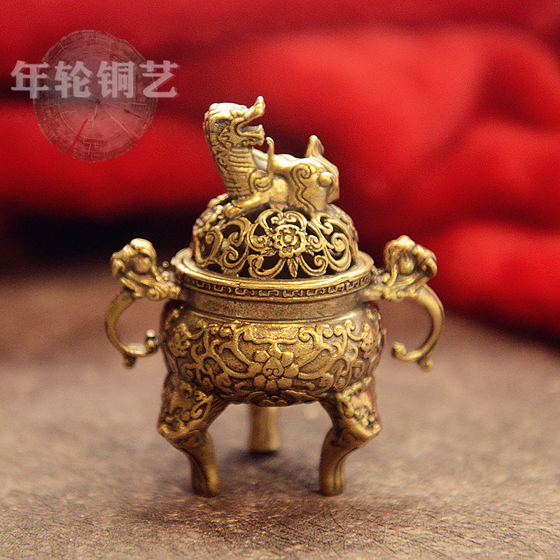 Chinese Traditional Mythical Beast Kirin Incense Burner Indoor Office Space Brass Handmade Bulk Aromatherapy New Chinoiserie Ornaments