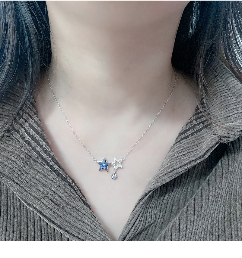 Simple Style Star Austrian Crystal Sterling Silver Inlaid Zircon Necklace