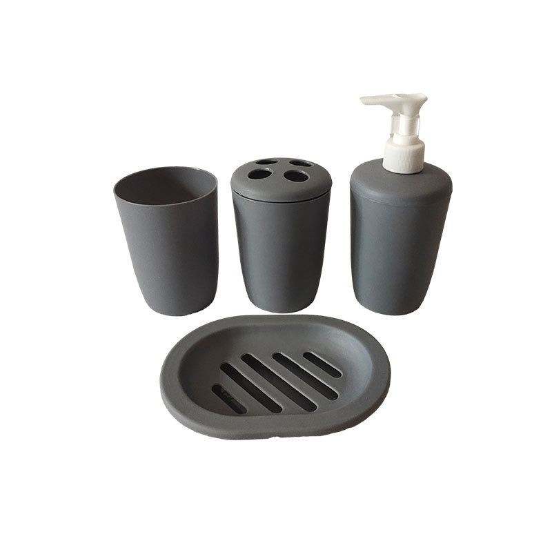 Custom cross-border plastic bathroom four-piece set cylindrical cup manufacturer wholesale bathroom rinsing brushing set