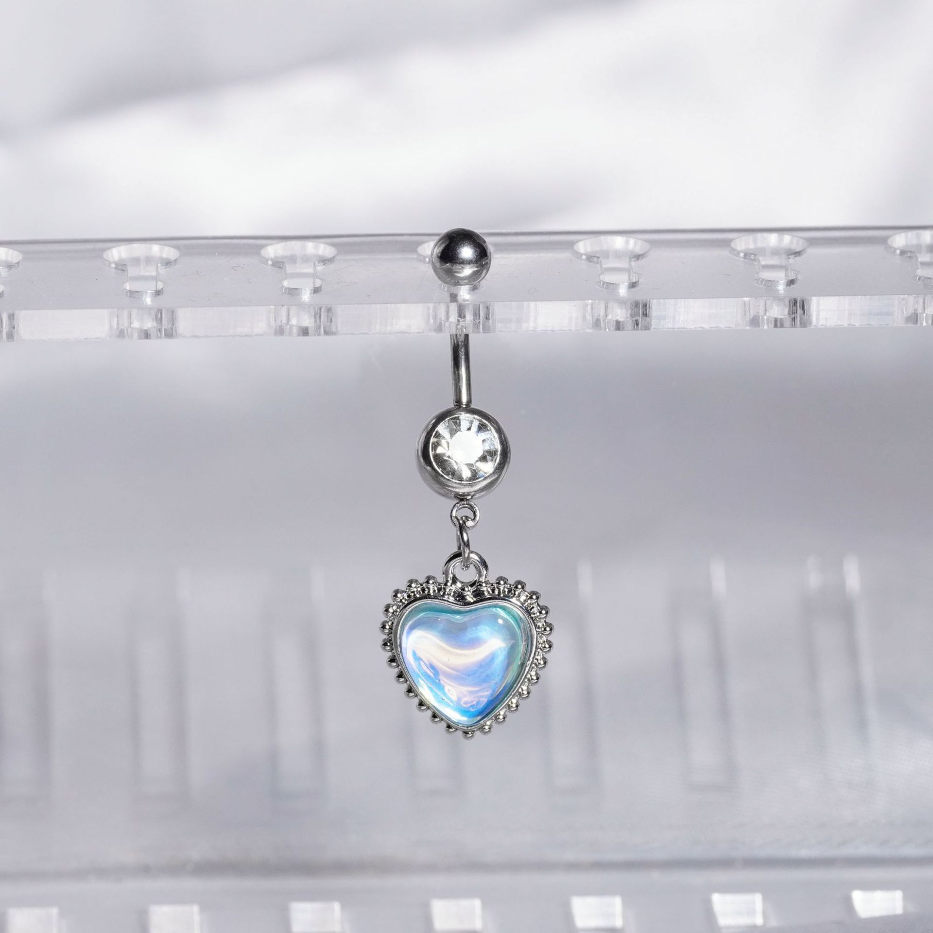 Personalisierter Bauchnabelpiercing Aus Edelstahl Mit Herz Und Zirkon_voghion.com